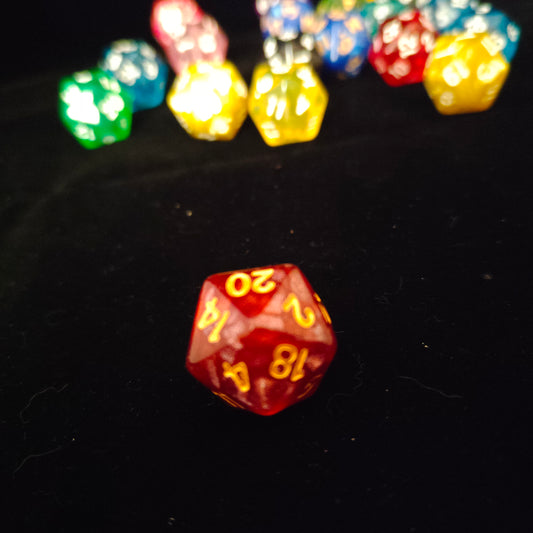 Dice d20 - Dark Red - Satin Effect