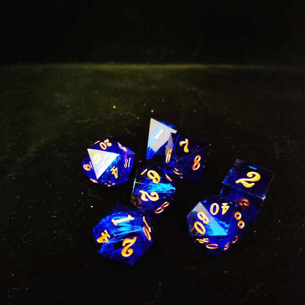 Dice set - Blue/Silver - Fiber Graphic (7pcs)