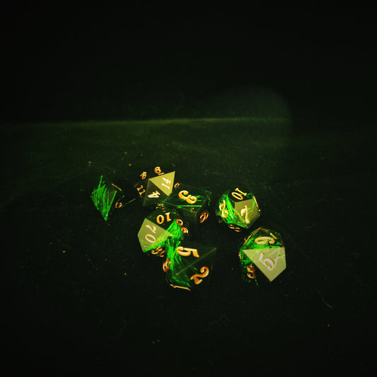 Dice set - Black/Green - Fiber Graphic (7pcs)