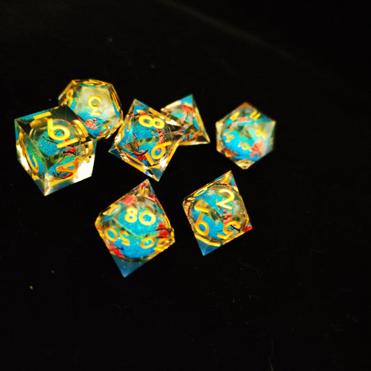 Dice set - Multicolor - Liquid Glitter Core (7pcs)