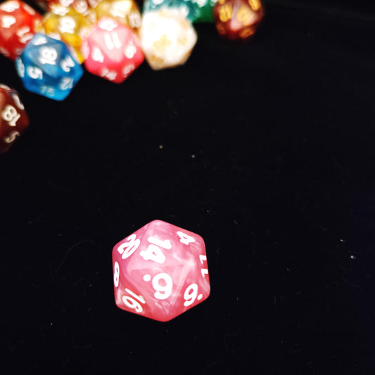 Dice d20 - Pink - Satin Effect