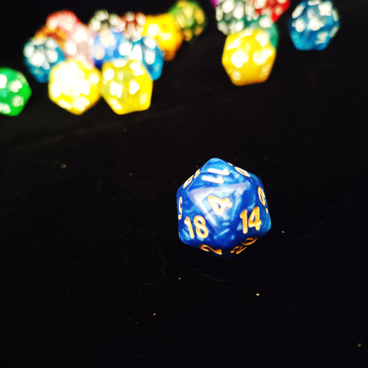 Dice d20 - Blue  Satin Effect