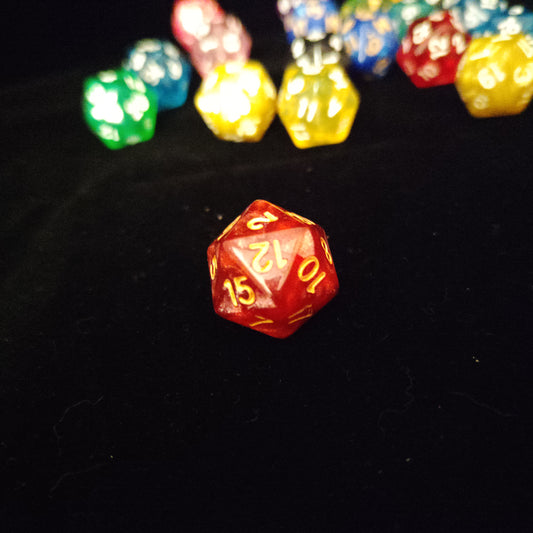 Dice d20 - Dark Red - Satin Effect